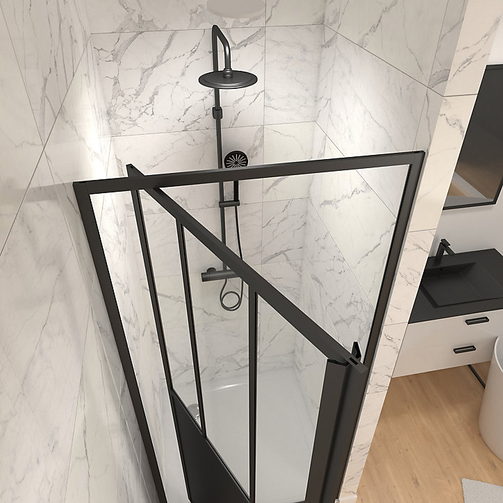 Porte de douche pivotante noir Galedo Fabrik 80cm