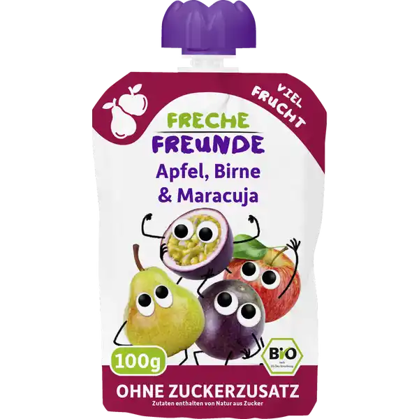Bio Quetschie Apfel, Birne & Passionsfrucht