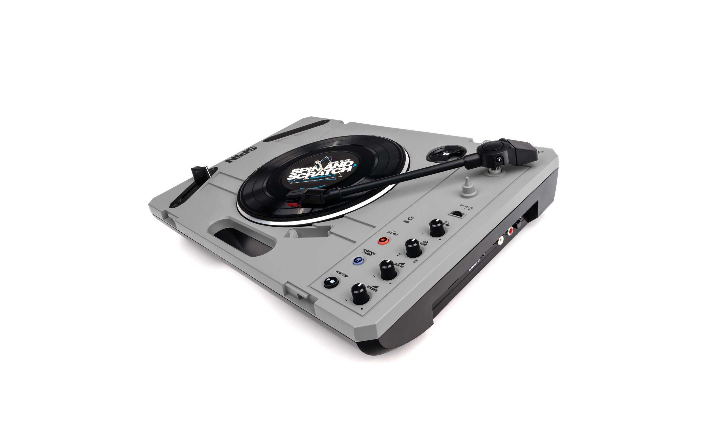 Plattenspieler Spin Grau<br>Mobiles Schallplatten-Vergnügen an jedem Ort