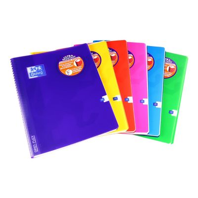 Oxford Openflex - Cahier polypro à spirale 24 x 32 cm - 180 pages - grands carreaux (Seyes) - disponible dans différentes couleurs