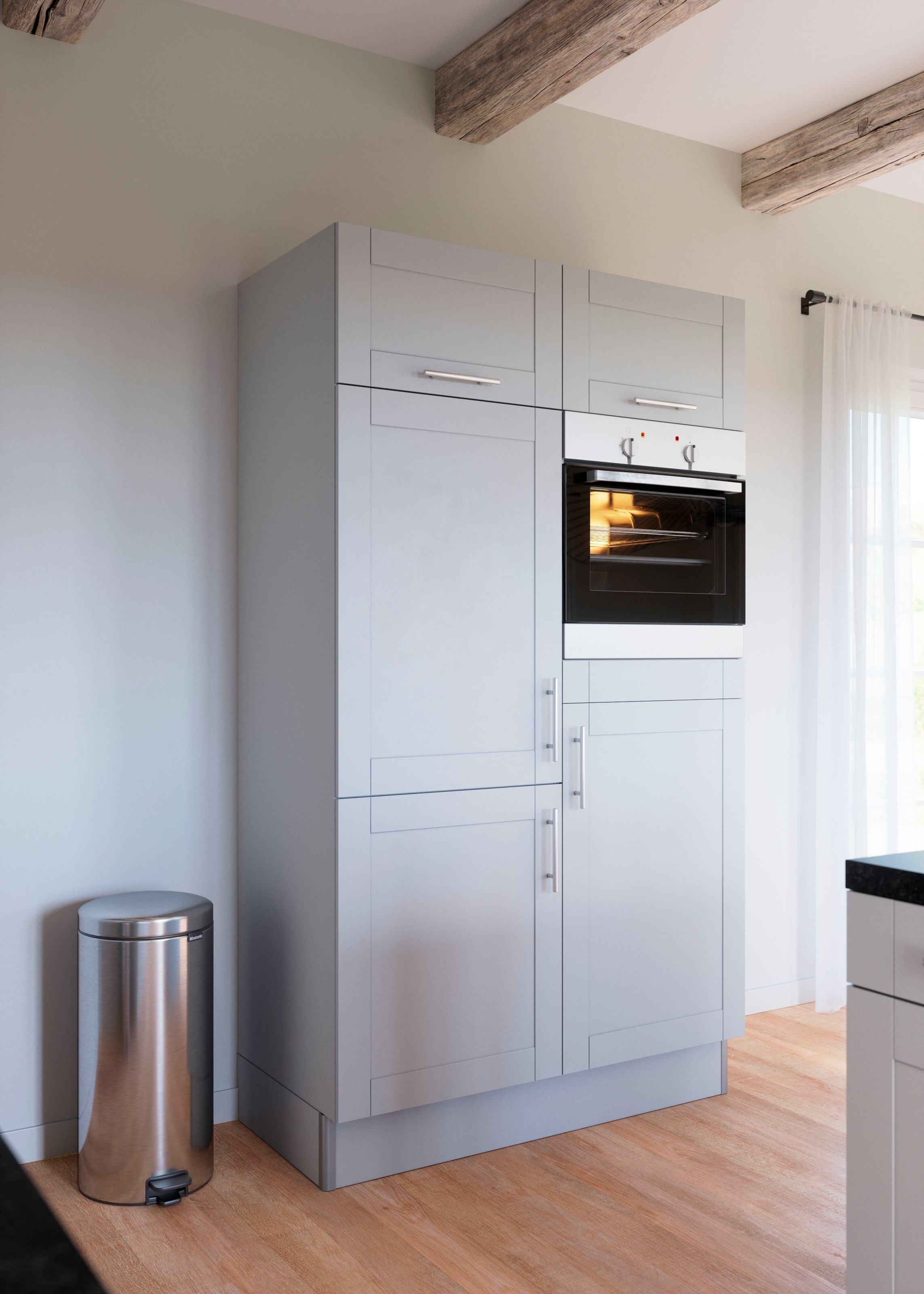 KOCHSTATION Küche »KS-Ahus, Back-/Kühlmodul« Breite 120 cm, wahlw. mit E-Geräten, Soft Close Funktion, MDF Fronten