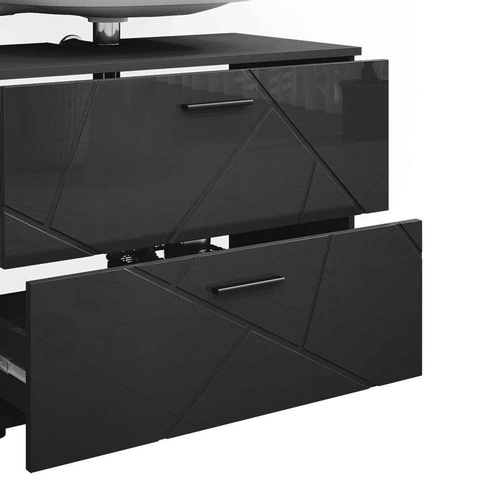 Vicco Badmöbelset Irma Anthrazit Hochglanz modern 80 cm Badezimmerschrank Badschrank Badezimmermöbel Waschtischunterschrank Spiegelschrank Schranktür Schrankfach Schrankschublade Ablage Aufbewahrung