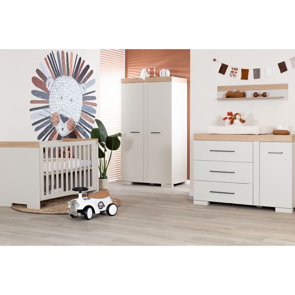 TWF Babykamer Galaxy 3-delig: Ledikant 60x120, Commode XL, Hanglegkast