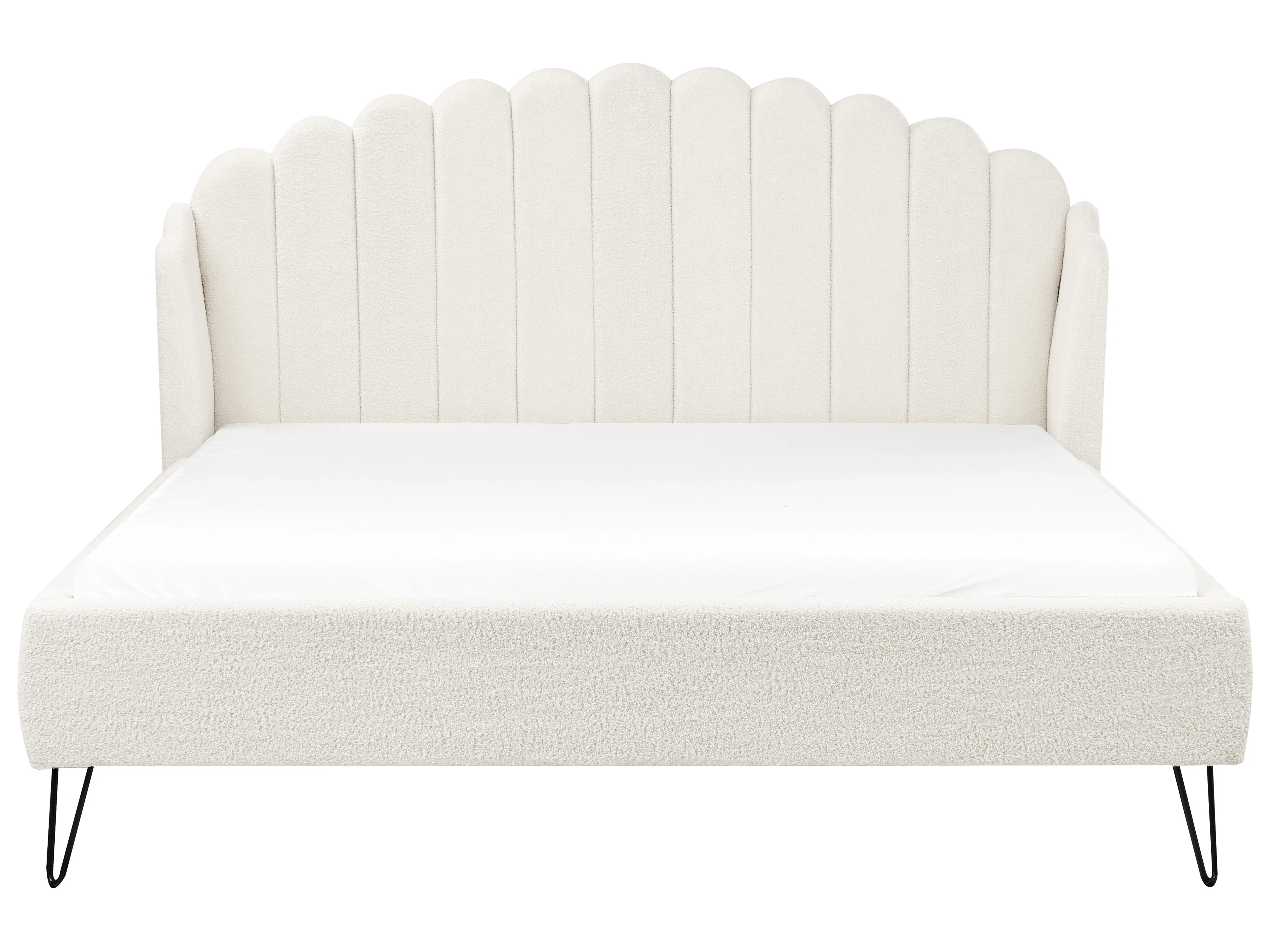 Bed Bouclé AMBILLOU 180 x 200 cm Gebroken wit