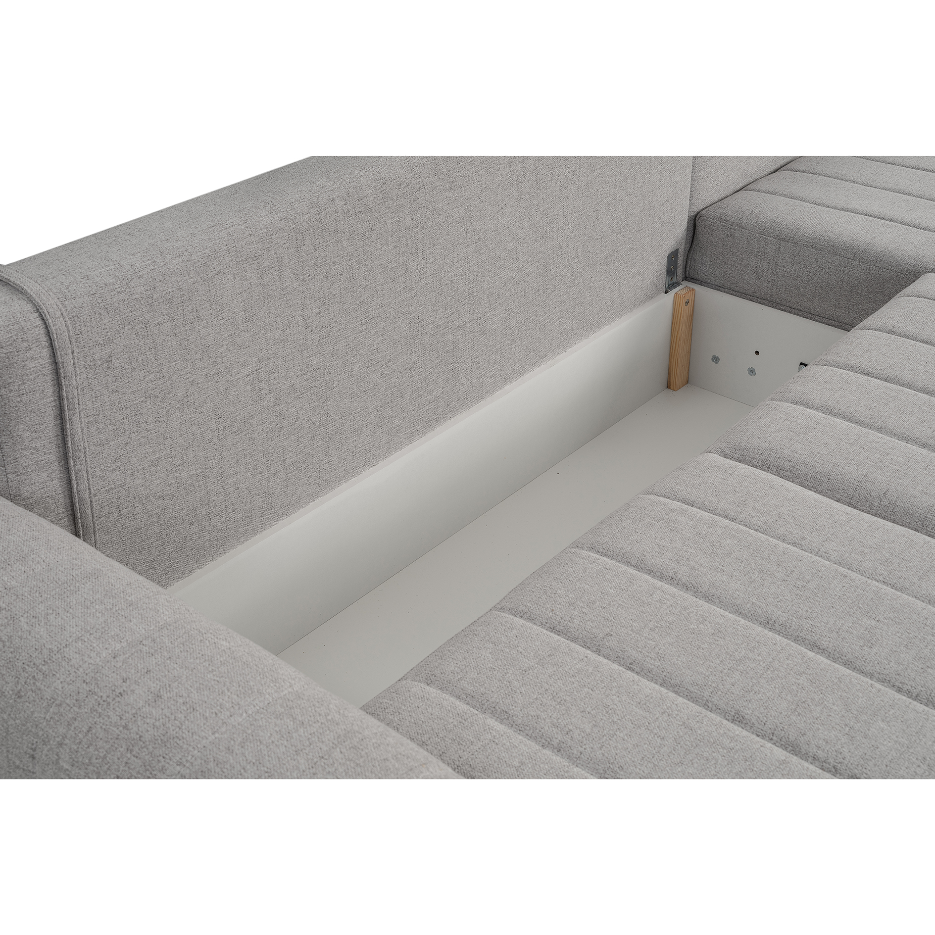 Ecksofa - silber- Liegefunktion und Staukasten