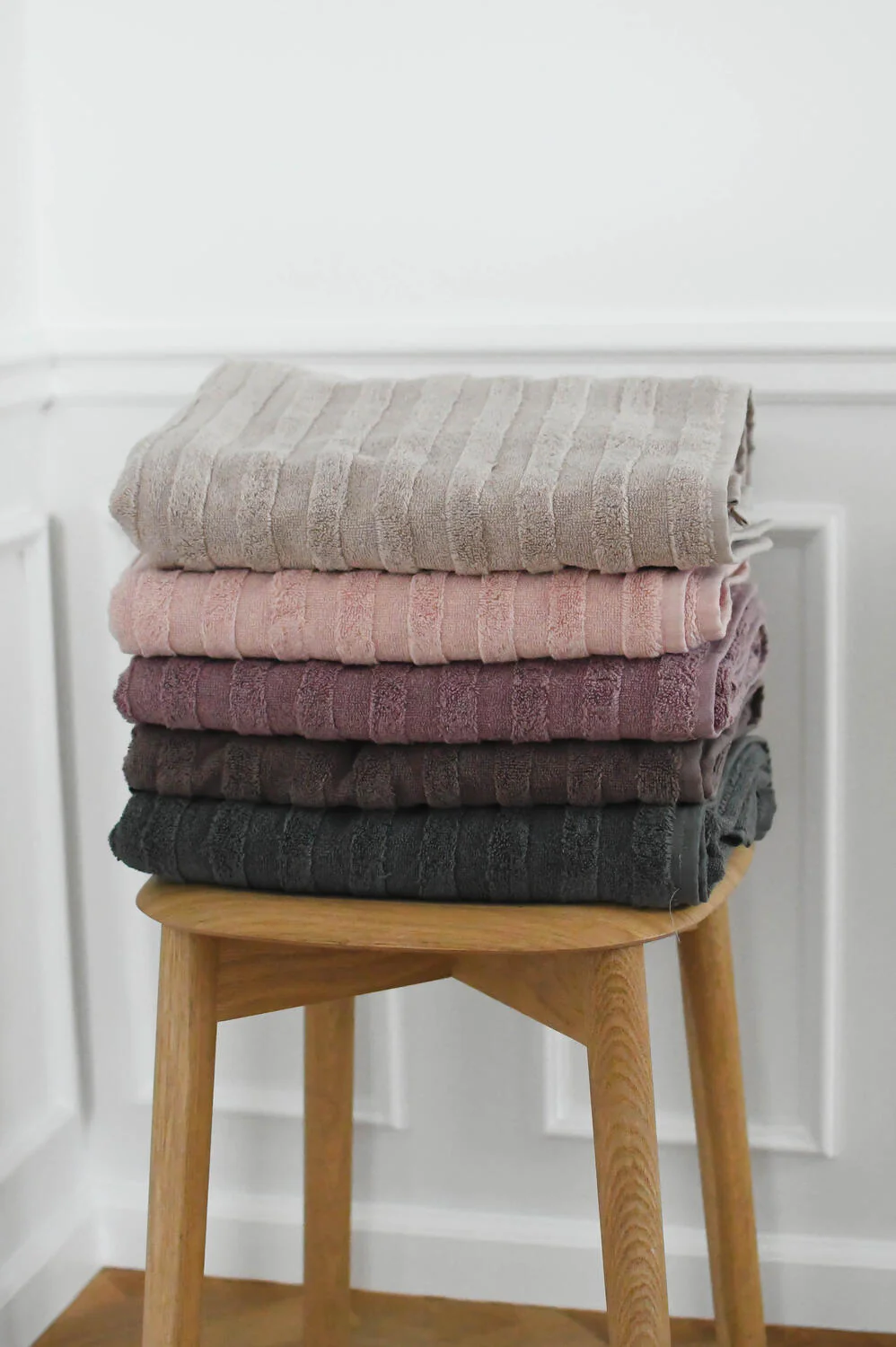 Bahne Interior  Terry Stripe håndklæde sæt, Rosa - 4 stk.