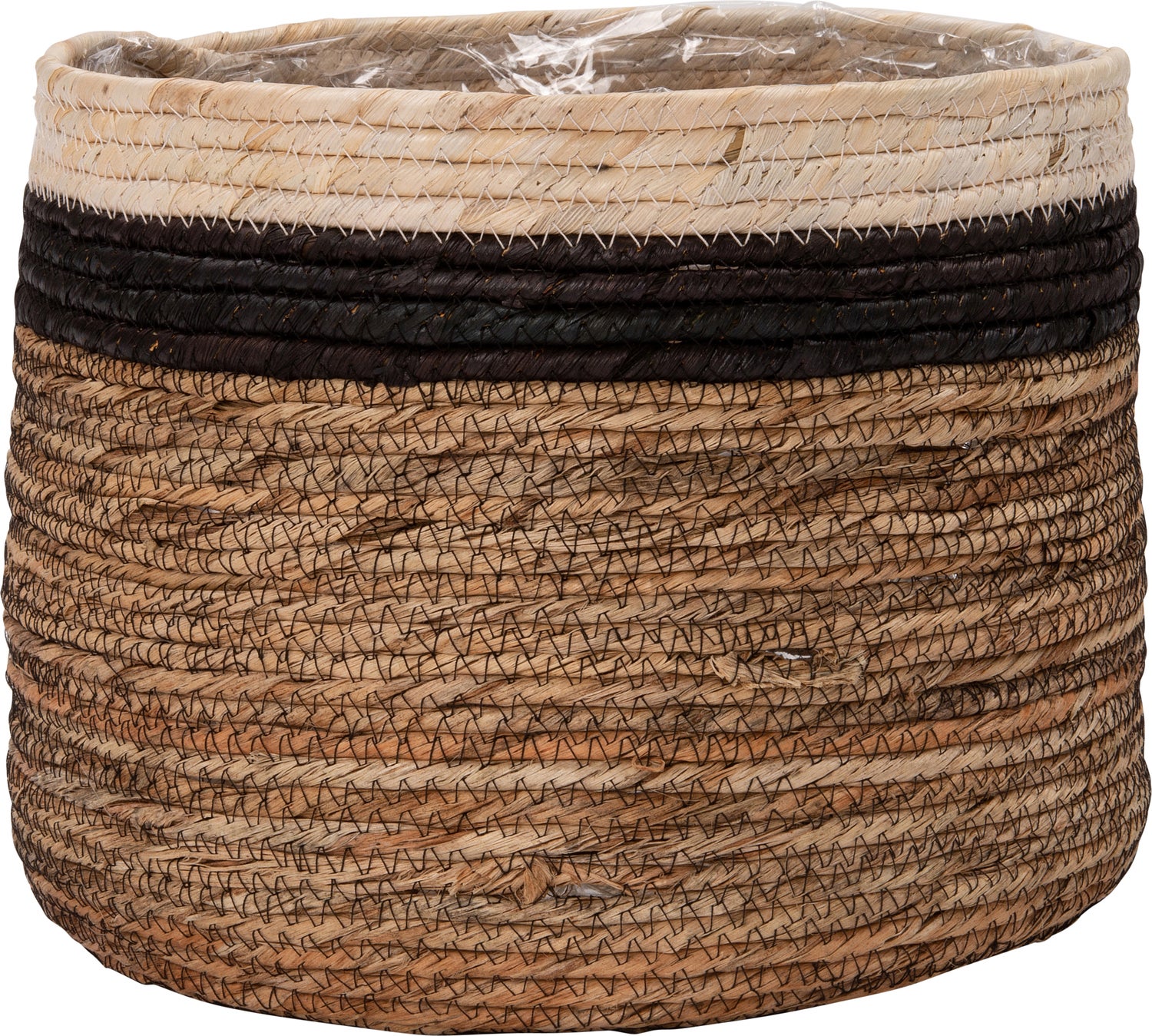 Intratuin plantenmand Pipa naturel / zwart / bruin D 30 H 30 cm