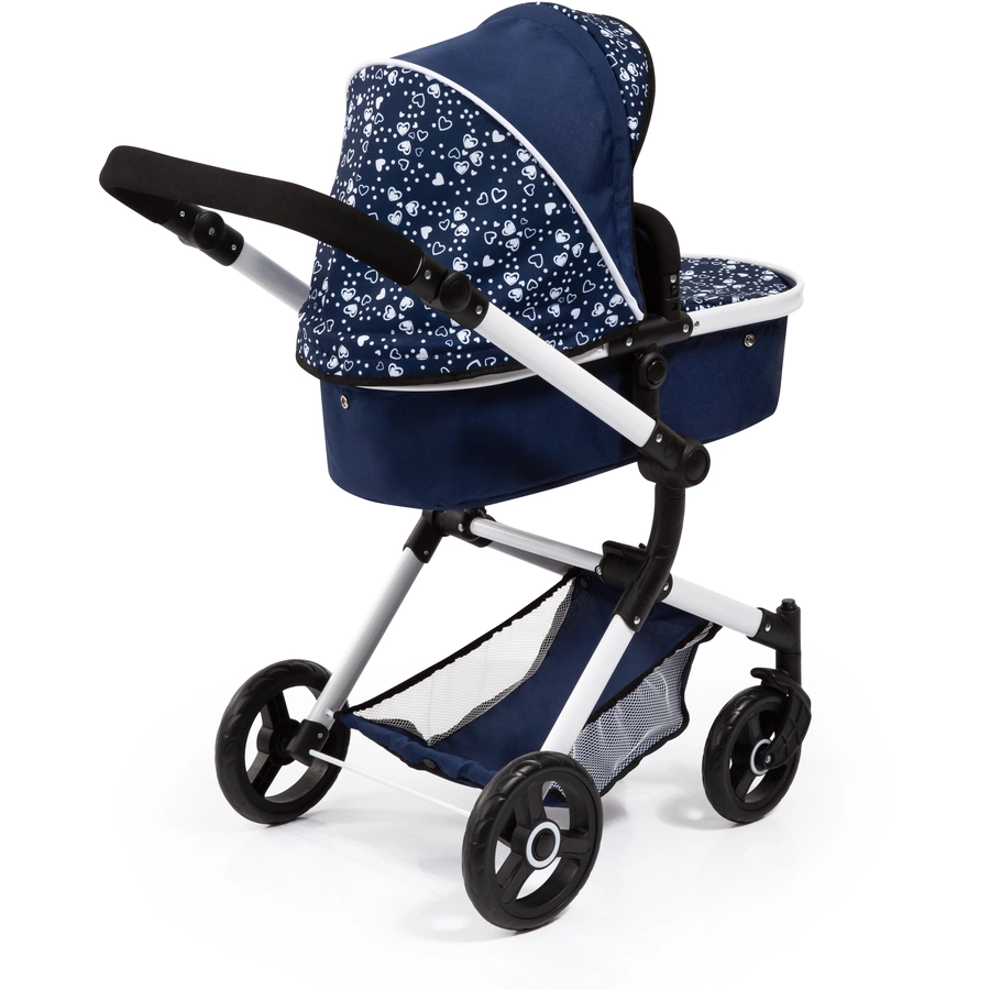 bayer Design Kombi-Puppenwagen Neo Vario blau mit Herzen