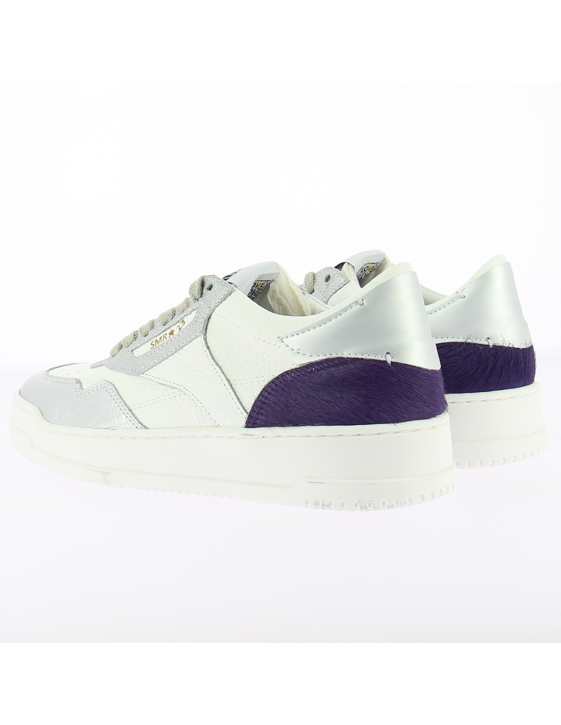 semerdjian Baskets de ville femme rio 8397 cuir blanc/argent/violet