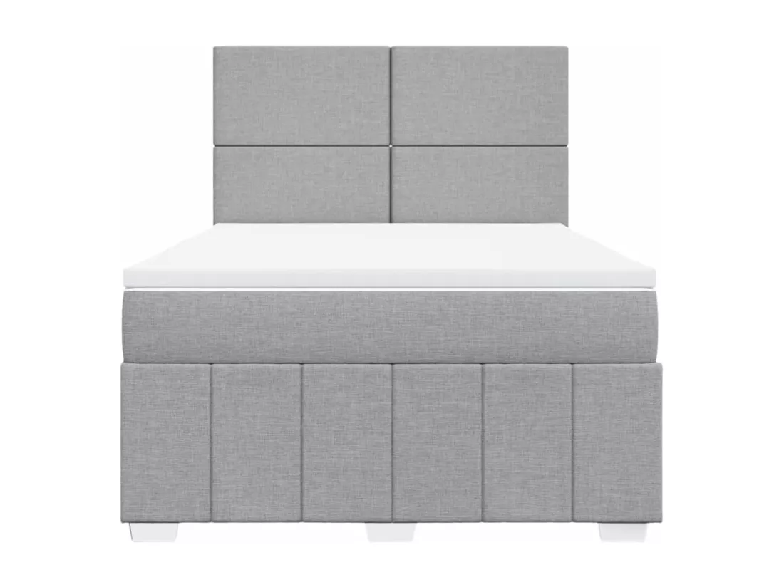 Sommier à lattes de lit avec matelas Gris clair 140x190cm Tissu