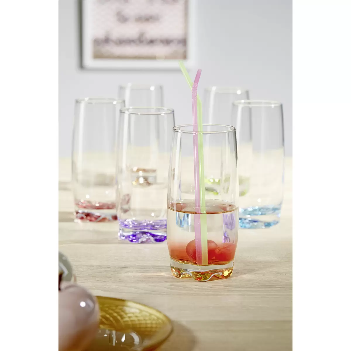 Longdrinkbecher Ondega transparent,bunt