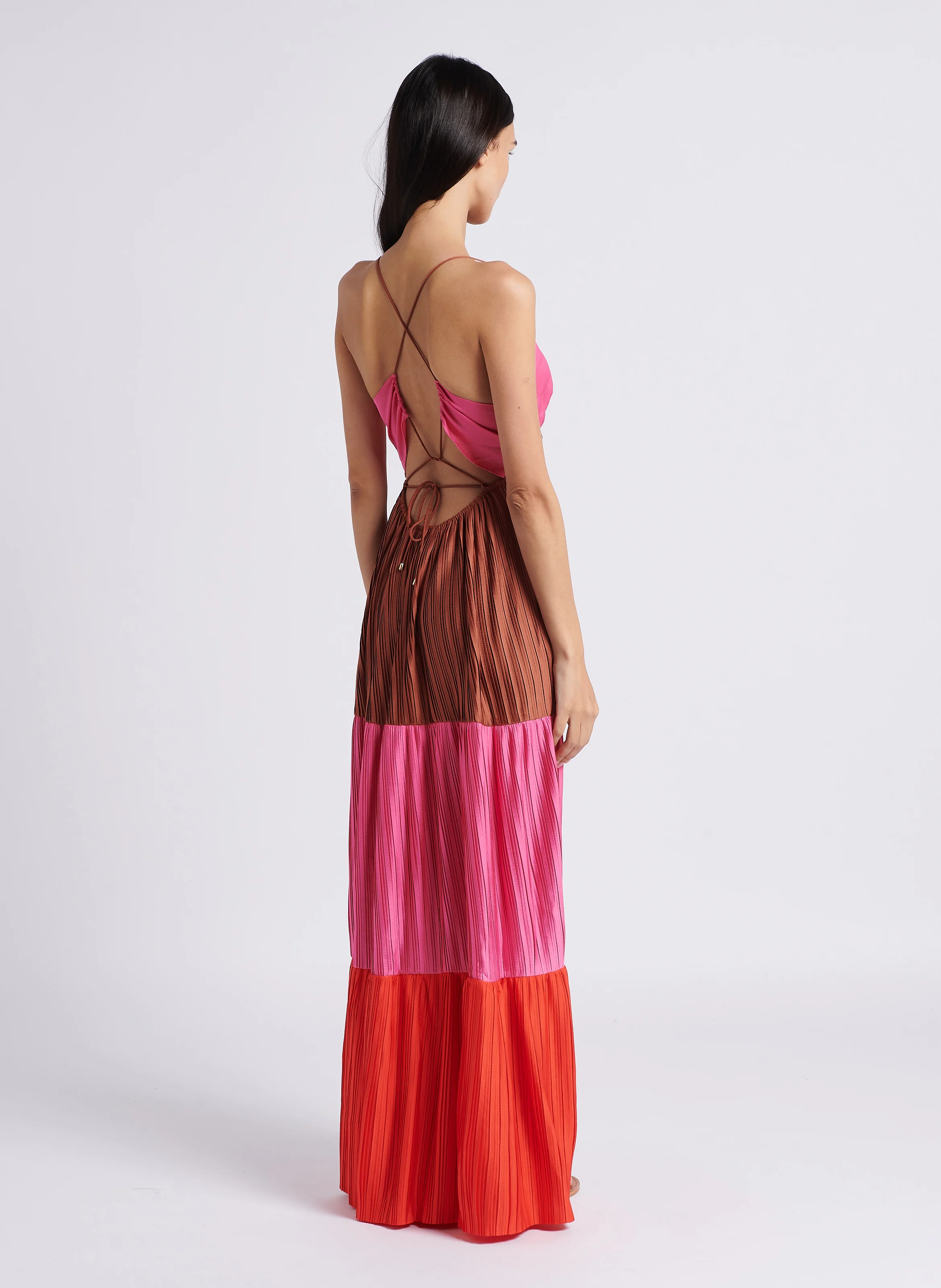 WESTA - Robe longue plissée satinée | Multicolore