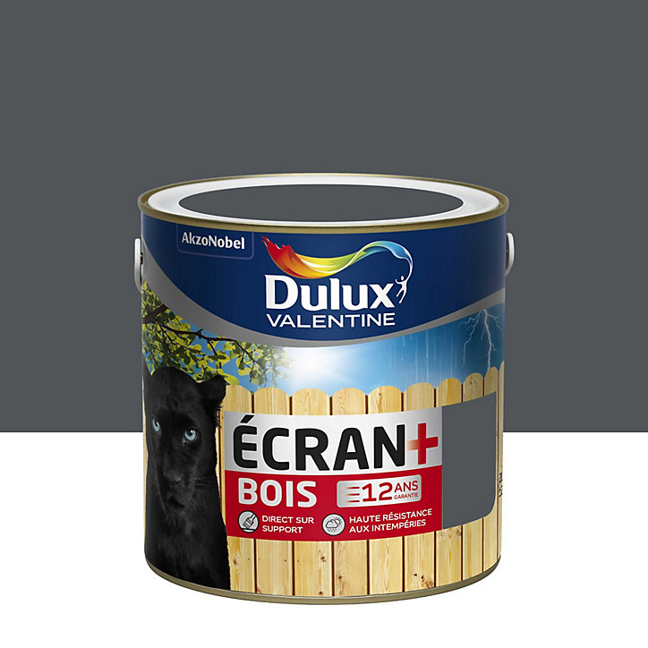 Peinture extérieure bois Ecran+ Bois Dulux Valentine satin gris foncé RAL 7015 2L