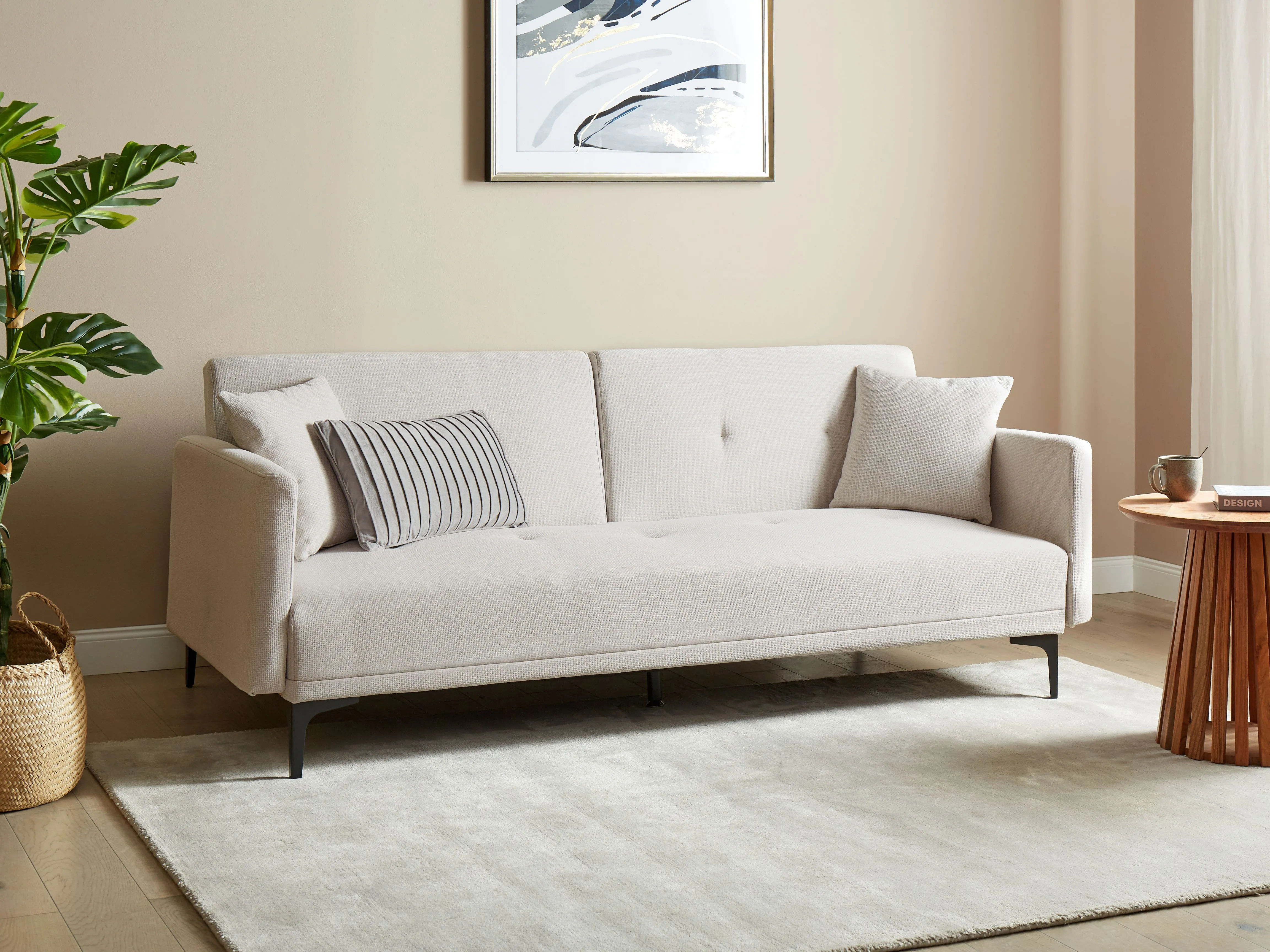 Slaapbank 3-zits LUCAN Stof Lichtbeige