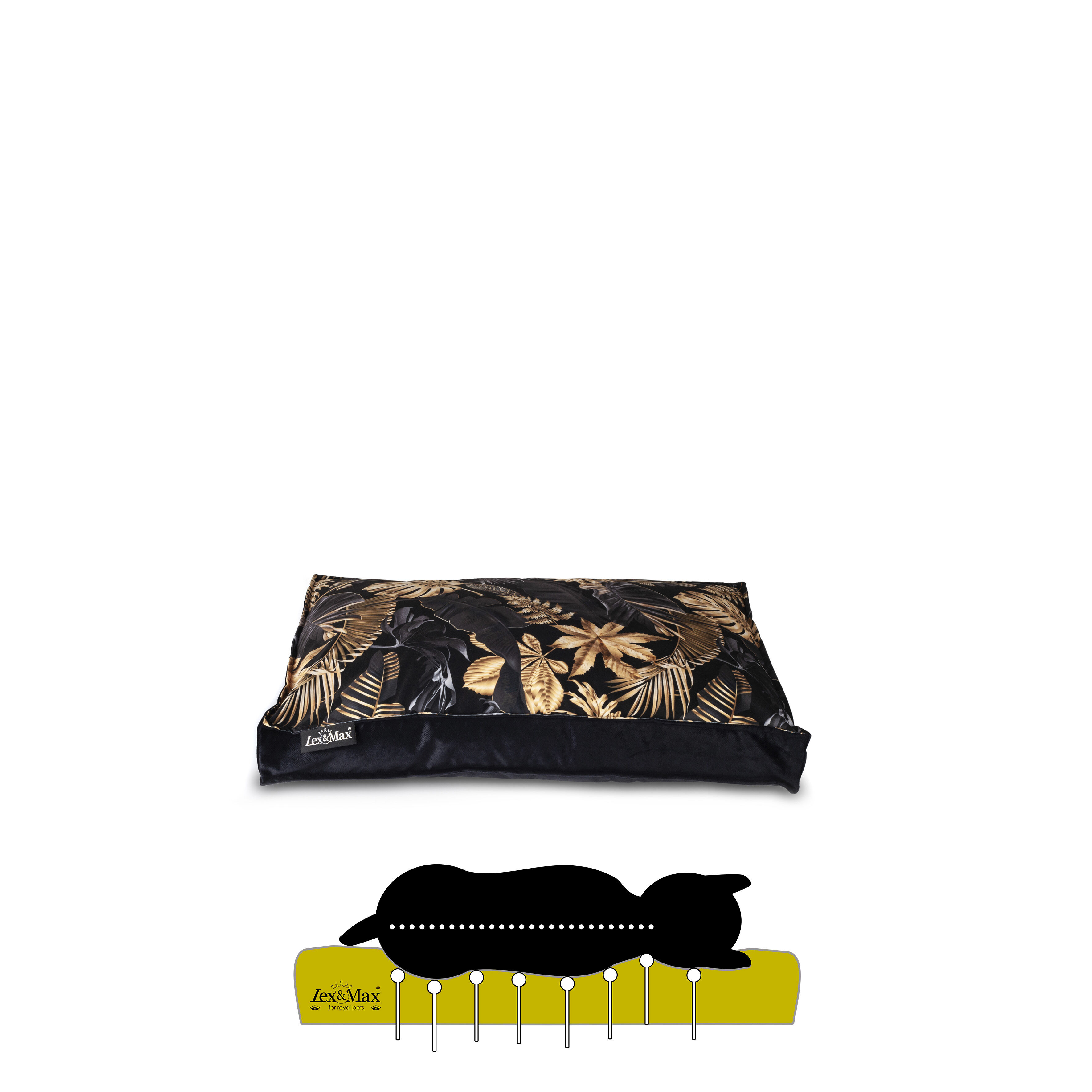 Lex & Max Dubai - Orthopedisch Benchkussen - Zwart / Goud - 50x75x13 cm - M