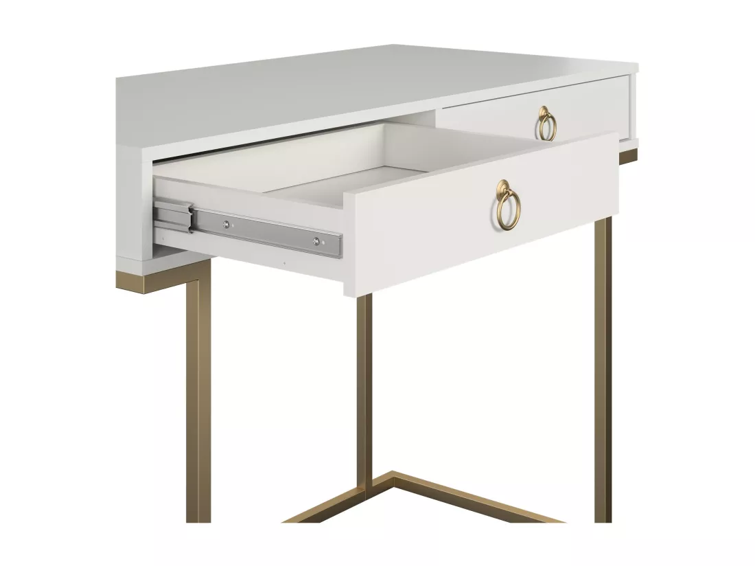 Camila | Bureau avec 2 tiroirs en mélaminé blanc