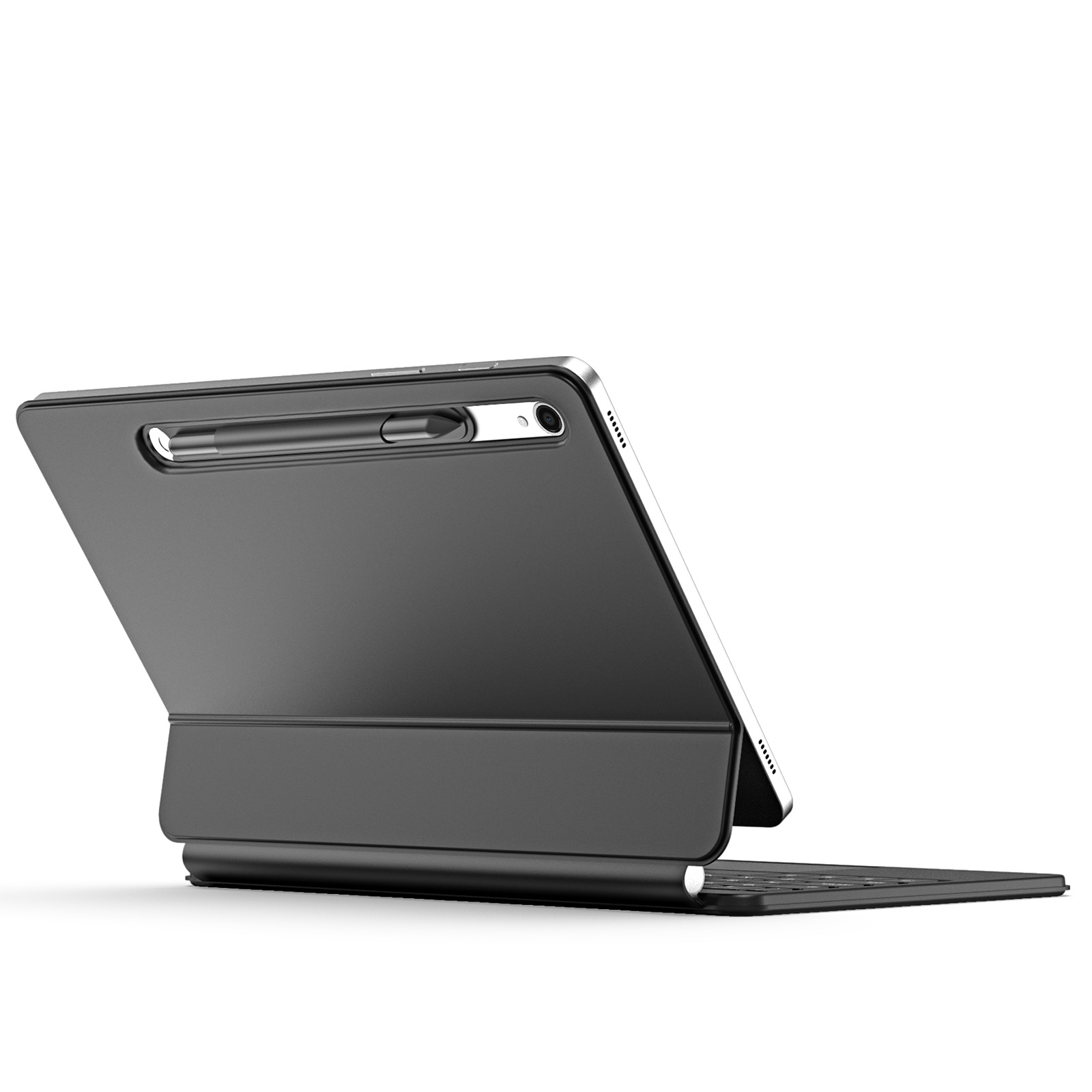 2in1 Samsung Galaxy Tab S9 / S8 / S7 Leder Tasche Bluetooth Tastatur   S-Pen Halterung (QWERTY) - Schwarz