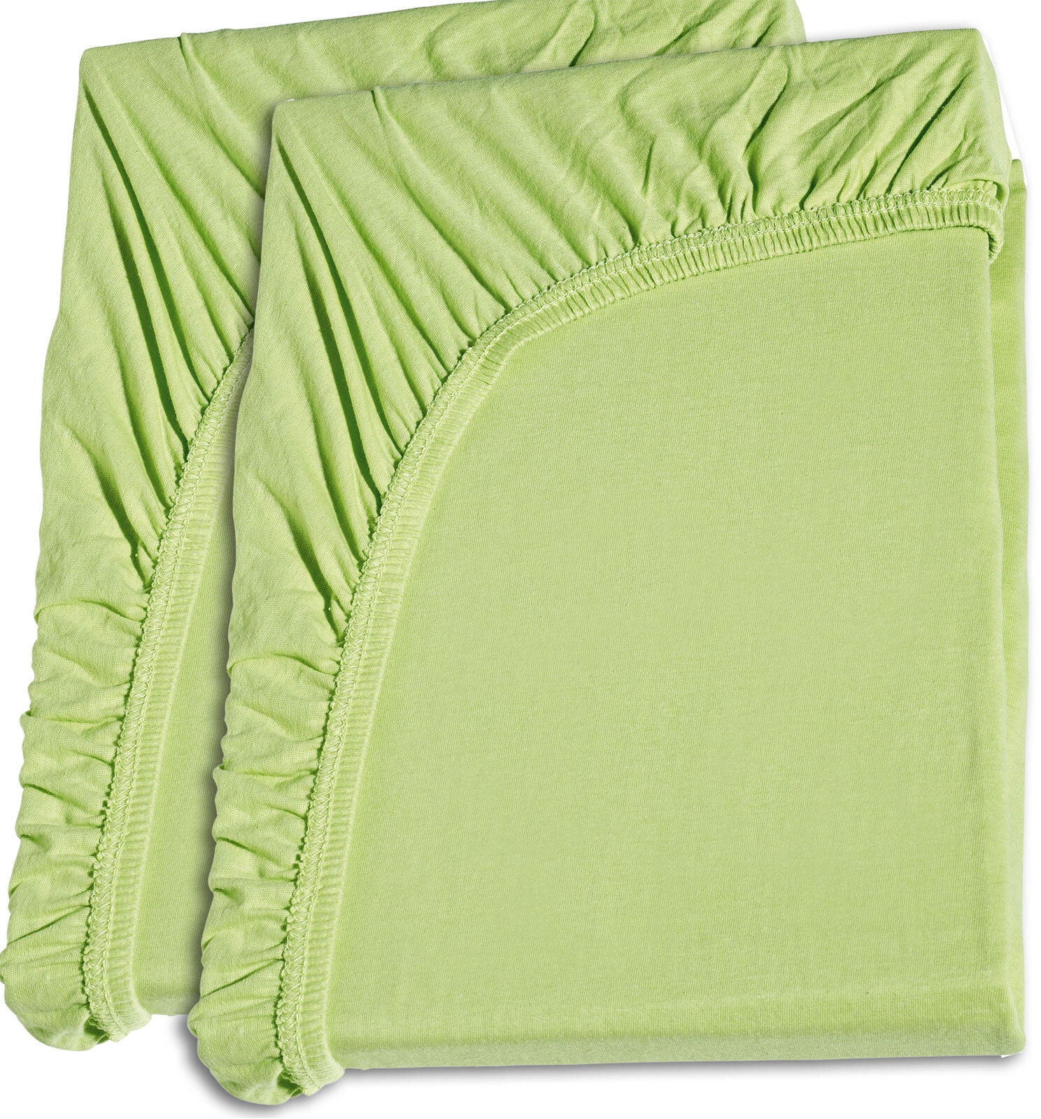 2er Set - Jersey-Spannbetttuch Baumwolle Hellgrün ca. 90 x 200 cm