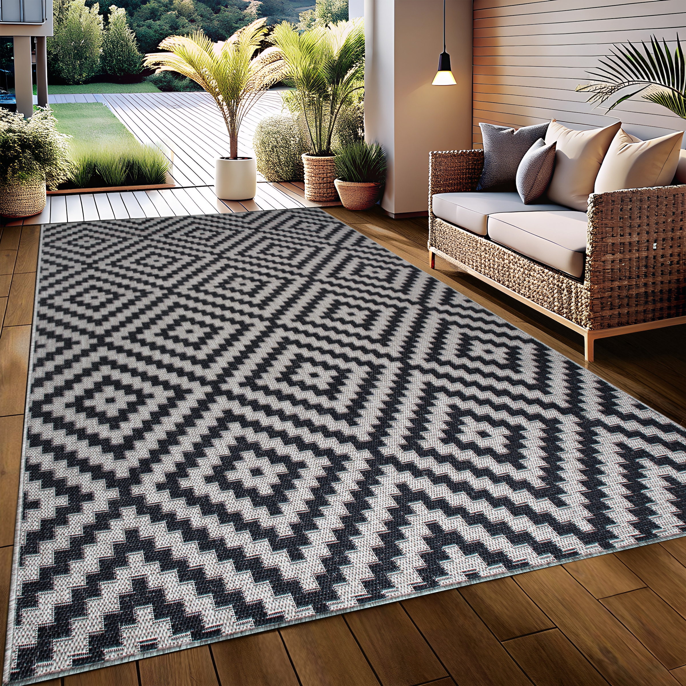 GOODproduct Teppich »Cordoba auch als Läufer erhältlich« rechteckig 3 mm Höhe In- und Outdoor geeignet, Sisal-Optik, Wetterfest & UV-beständig, Boho