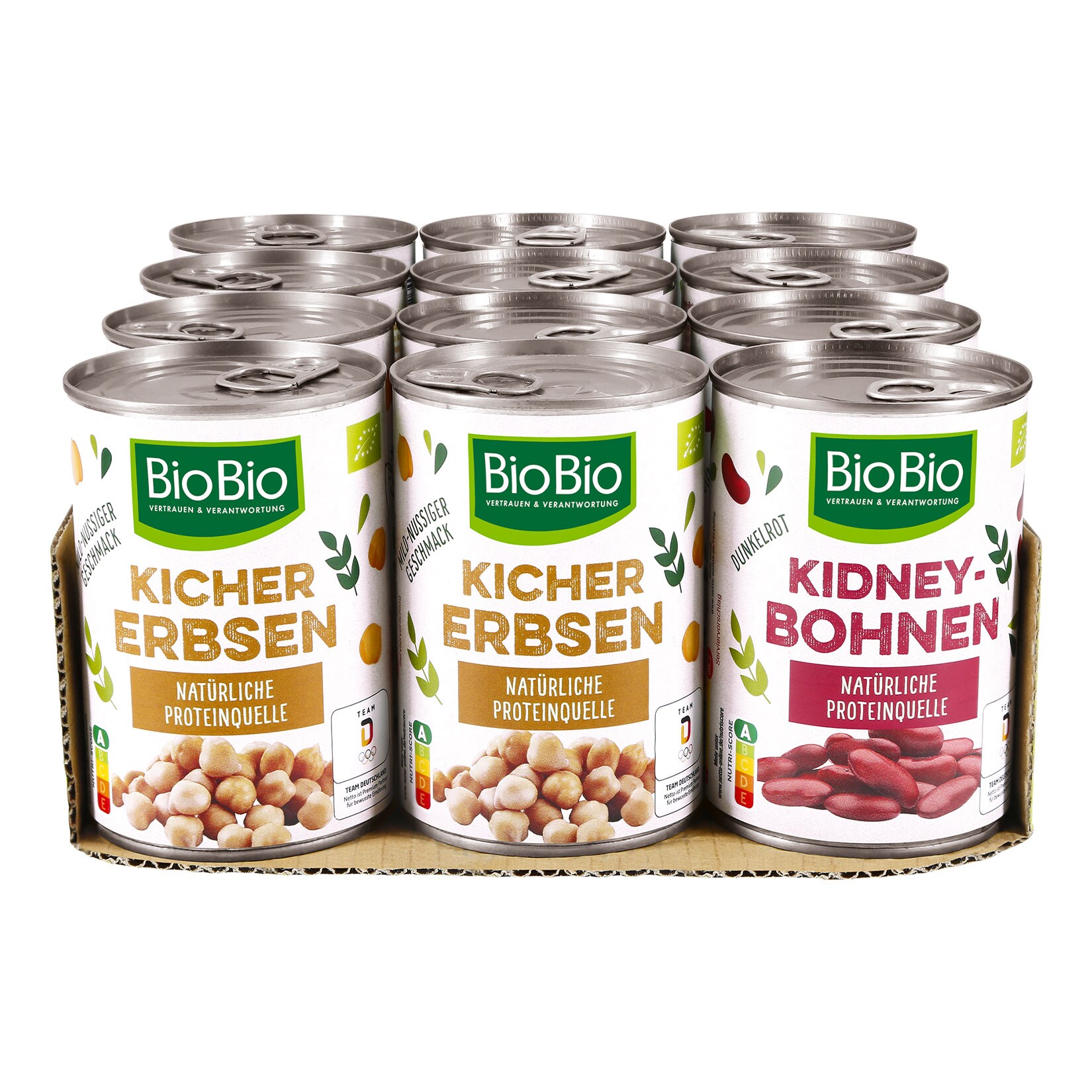 BioBio Hülsenfrüchte 265 g Abtropfgewicht, verschiedene Sorten, 12er Pack