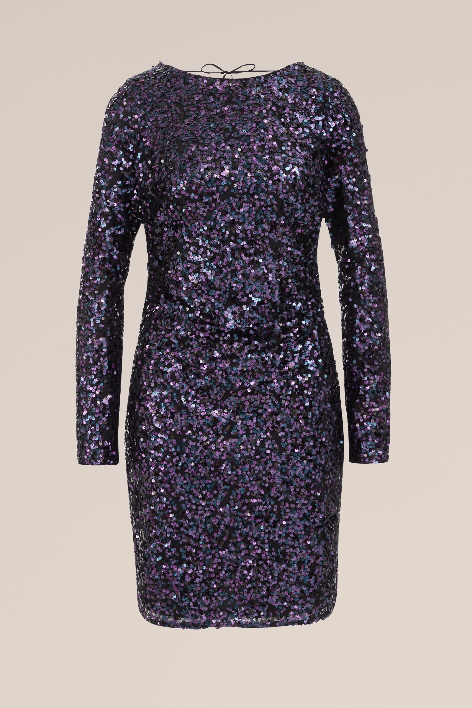 pailletten jurk met open rug WE Fashion Donkerpaars
