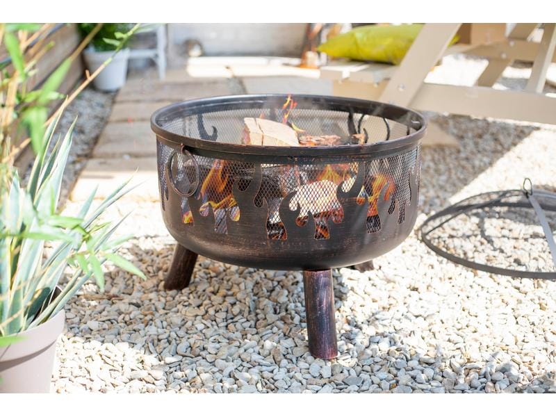 La Hacienda Feuerschale Wildfire, Ø 61 cm Robuste Feuerstelle mit attraktiven Flammendesign und Bronzefärbung