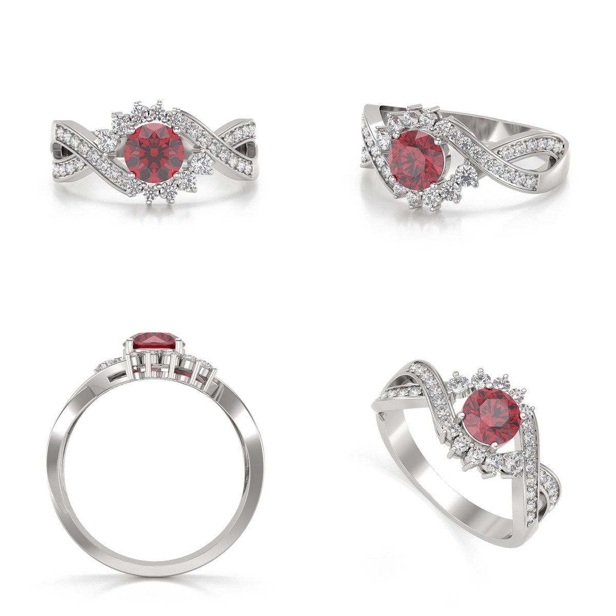 Bague Rubis et diamants sur Argent 925 3.2grs