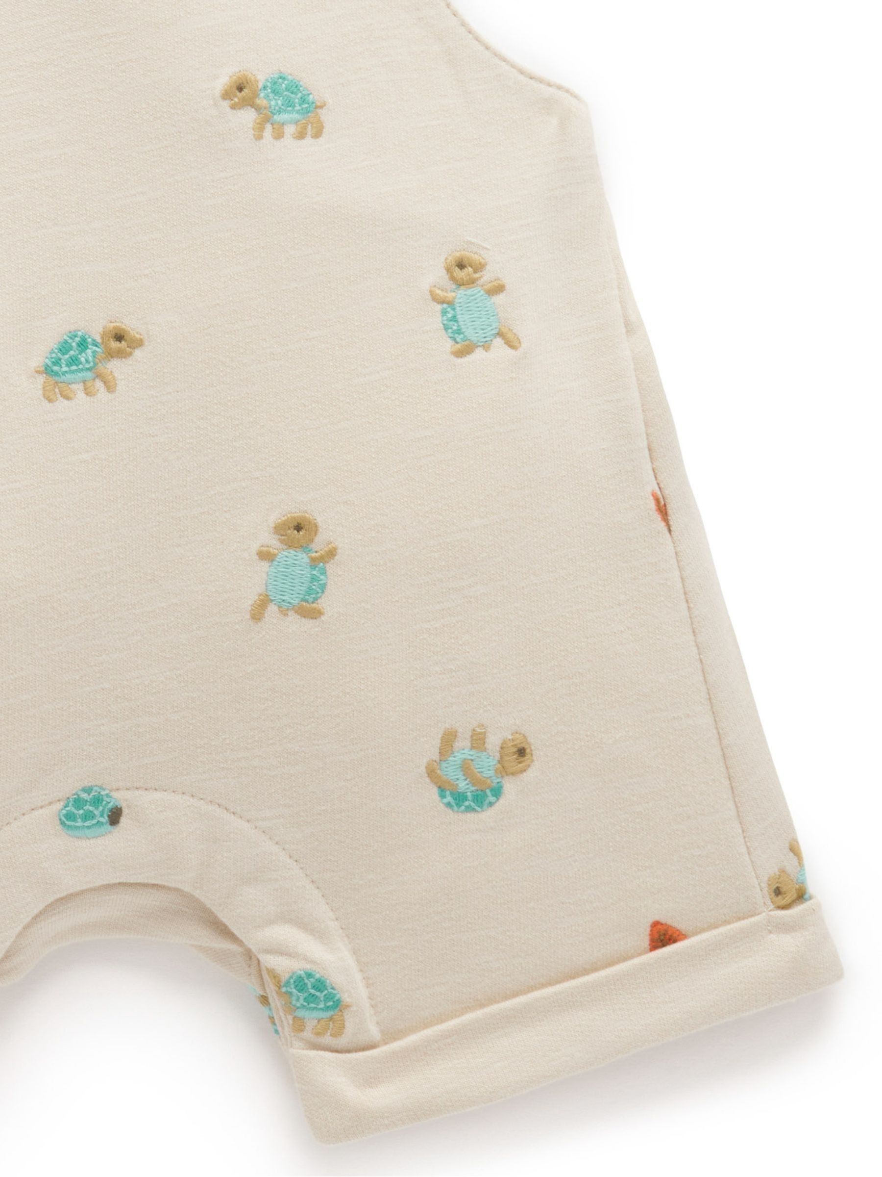 Purebaby geborduurde schildpad 100% katoenen tuinbroek