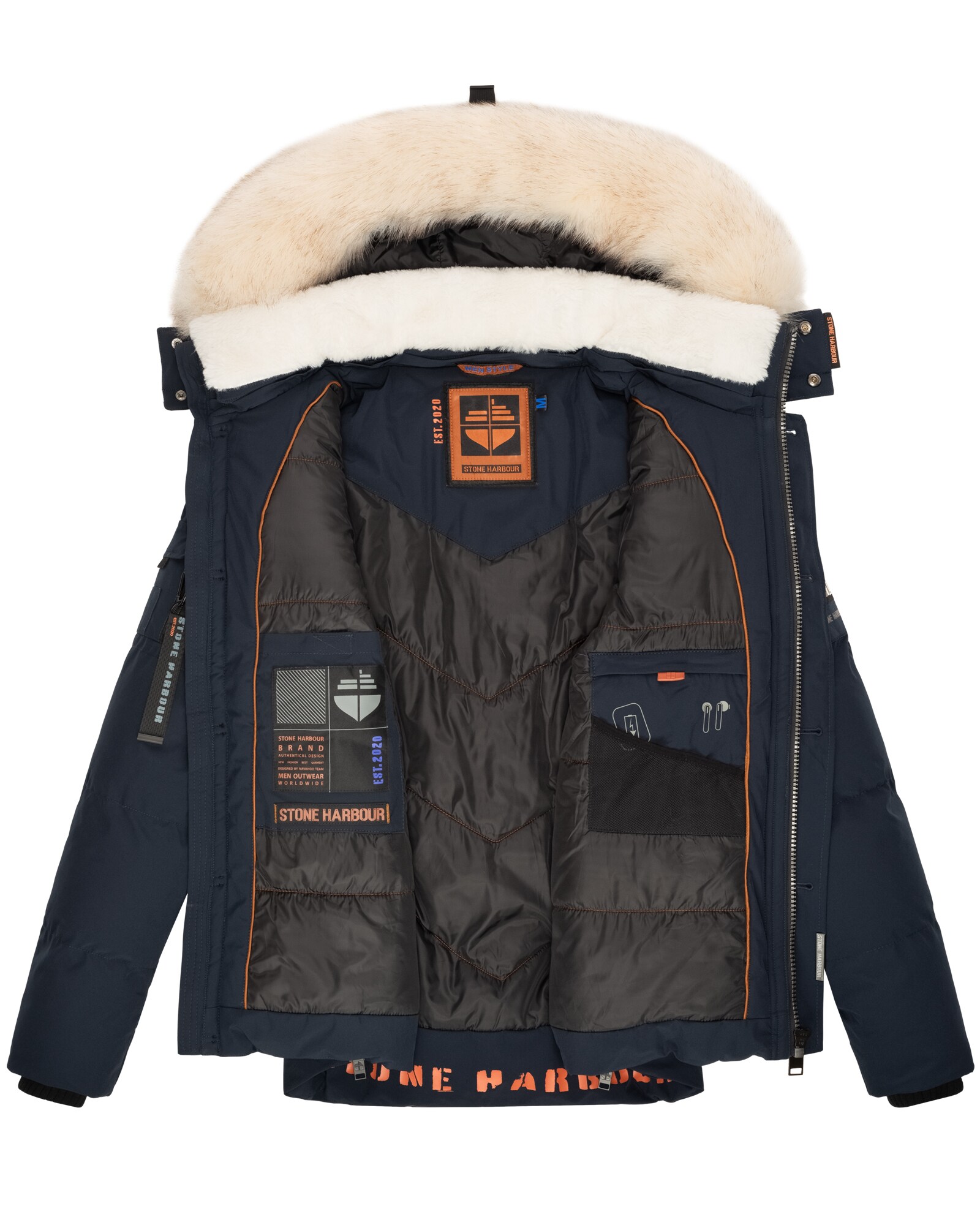 STONE HARBOUR Herren Winterjacke stylischer Winterparka mit abnehmbarer Kapuze Halvaar
