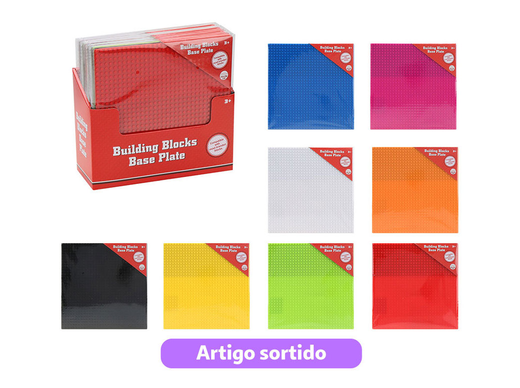 BASE PARA BLOCOS DE CONSTRUÇÃO 26X26X0.3CM CORES SORTIDAS