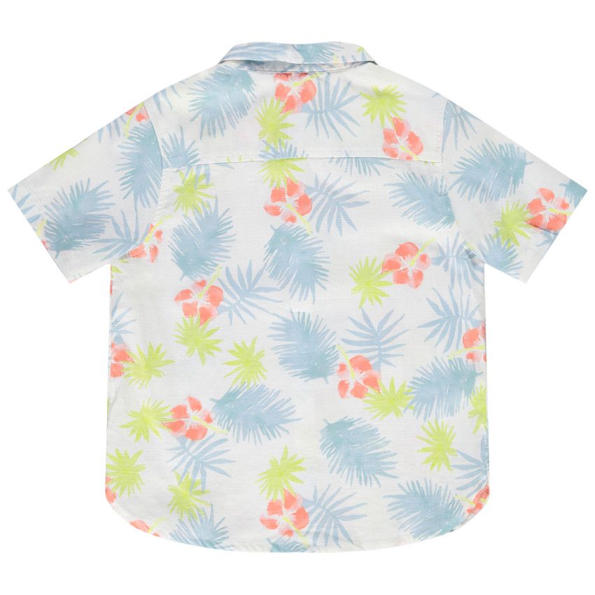 Chemise manches courtes imprimé exotique pour garçon - Blanc