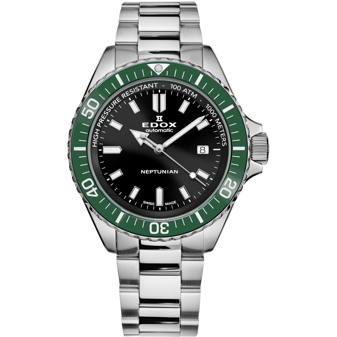 Edox Neptunian Date Automatic Schwarz / Grün