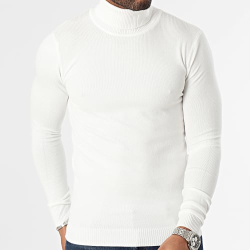 Pull Col Roulé Blanc