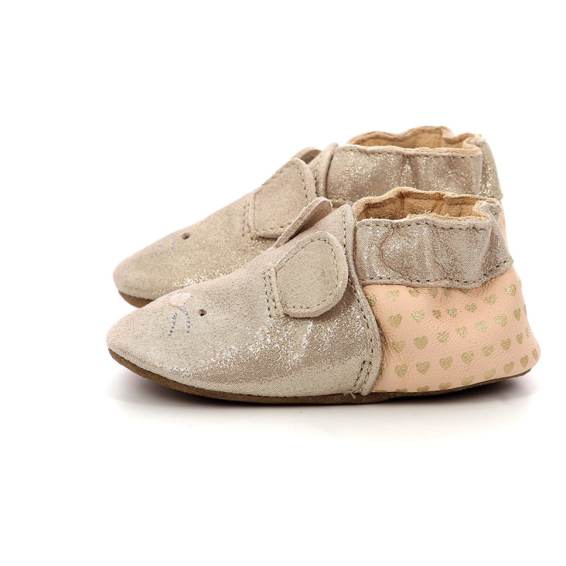 Robeez Robeez Chaussons Mouse Nose Or Rose