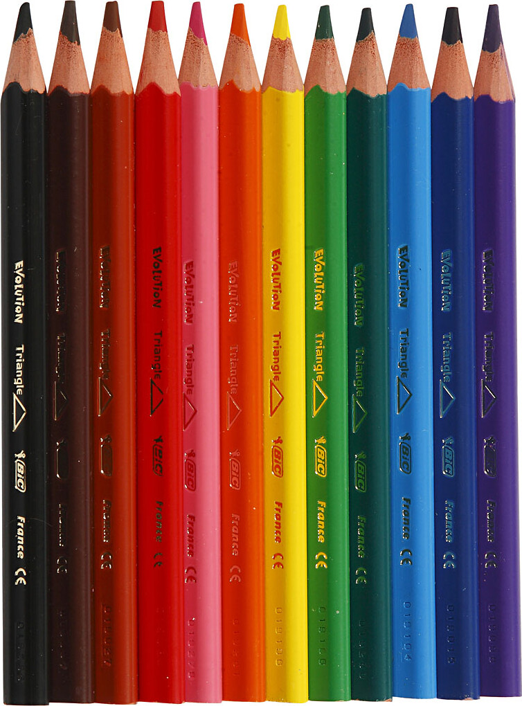 Evolution Triangle Farveblyanter - L 14 CM - Mine 5 MM - Assorterede Farver - 12 Stk