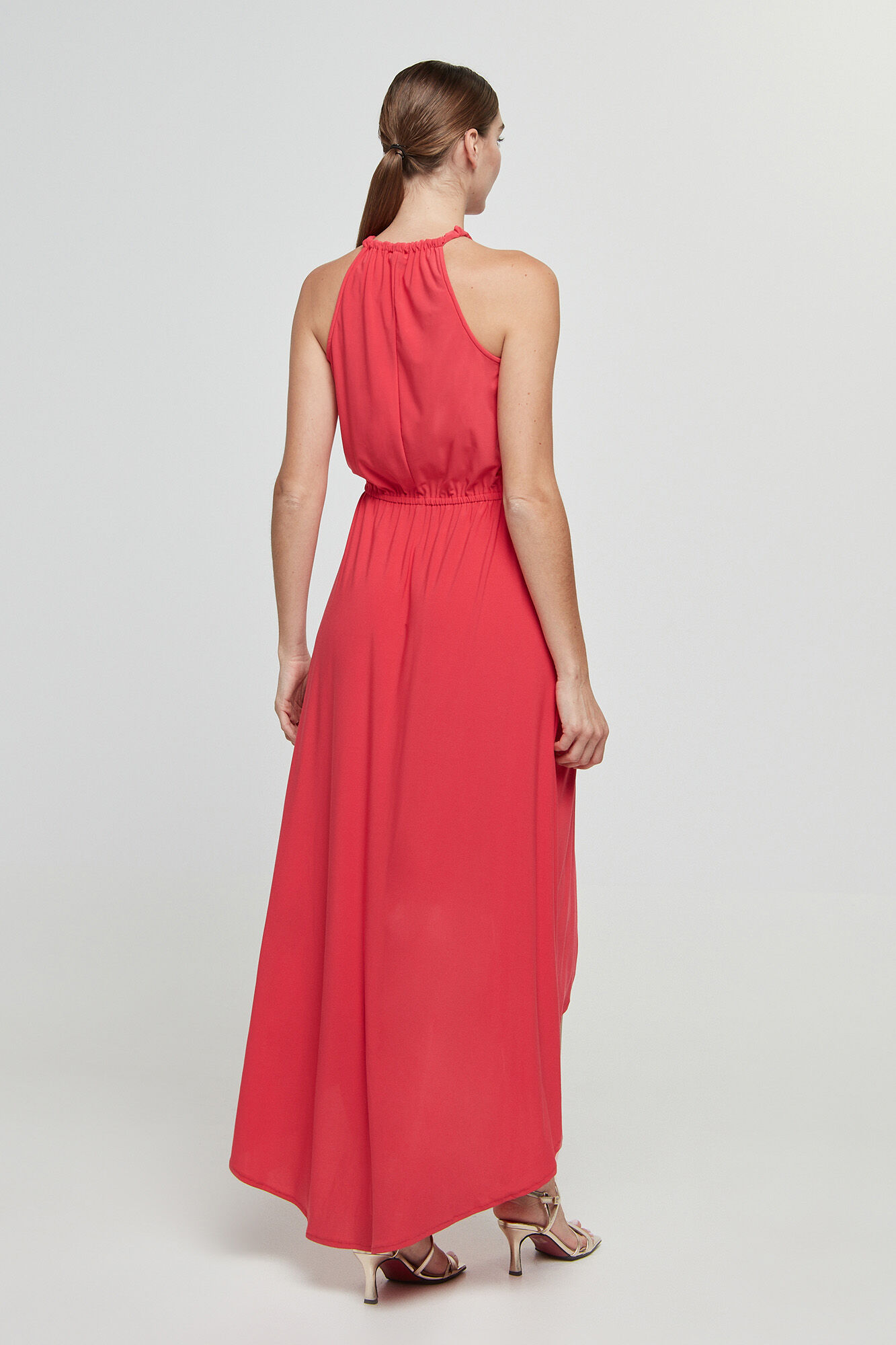 Vestido asimétrico cola - Coral