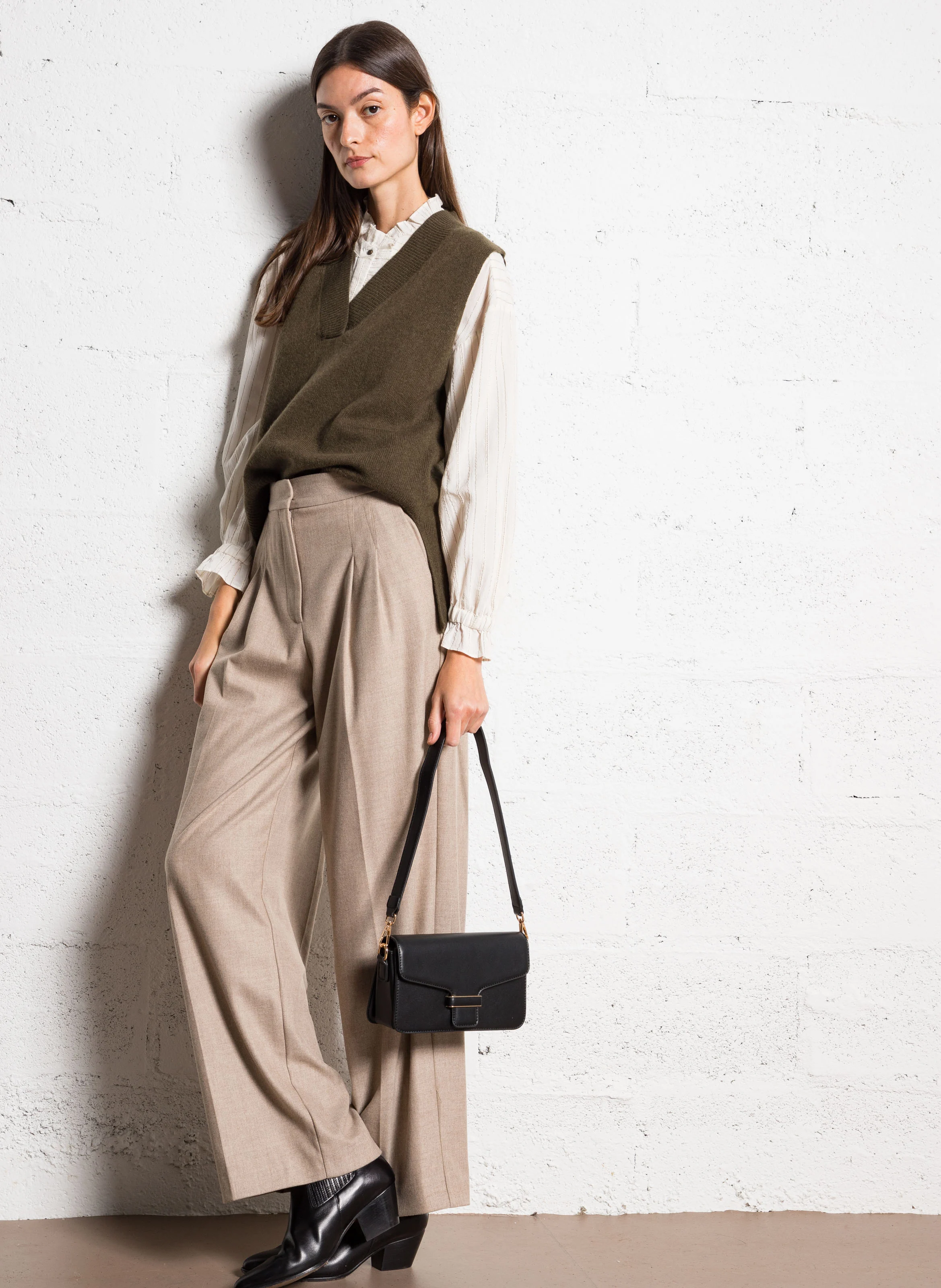 Sac bandoulière effet cuir | Noir