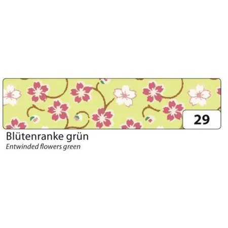 folia Washi-Tape Deko Klebeband Blütenranke grün, 15 mm x 10 m
