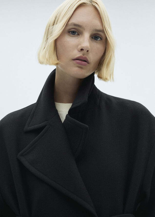 MANGO Maxi lapel Manteco wool coat Black