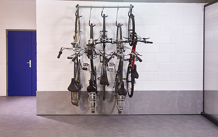 Rangement mural coulissant pour 5 vélos L. 119 cm Mottez acier