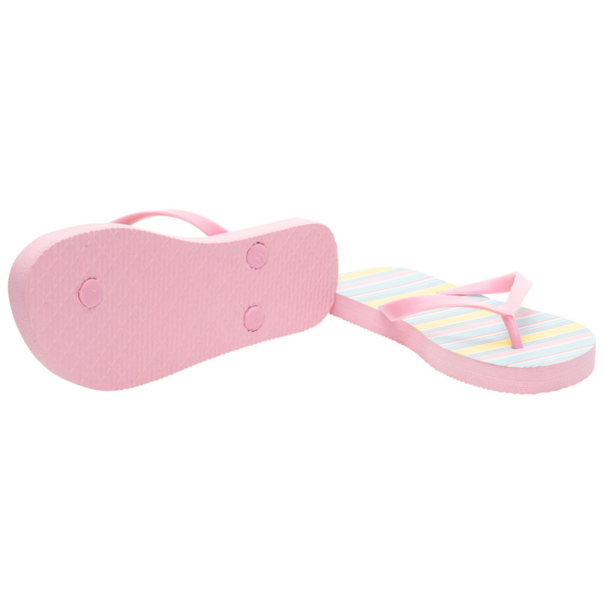 Tongs à rayures multicolores pour fille avec lanière selon l'âge