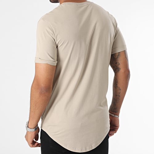 Tee Shirt Oversize Badge Round 3482 Beige
