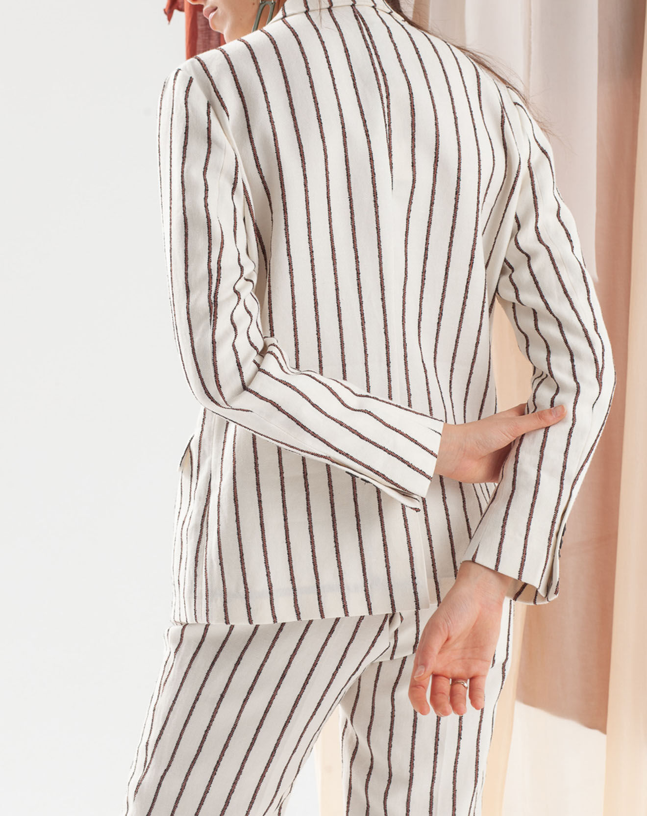 Chloé Stora Veste en Coton & Lin Viska à rayures écrue