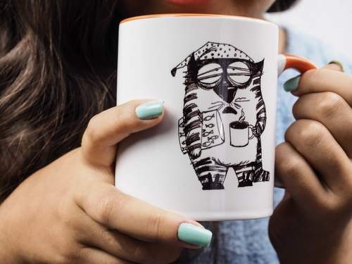Caneca Caudania When I'm Famous com estampa de gato, branca