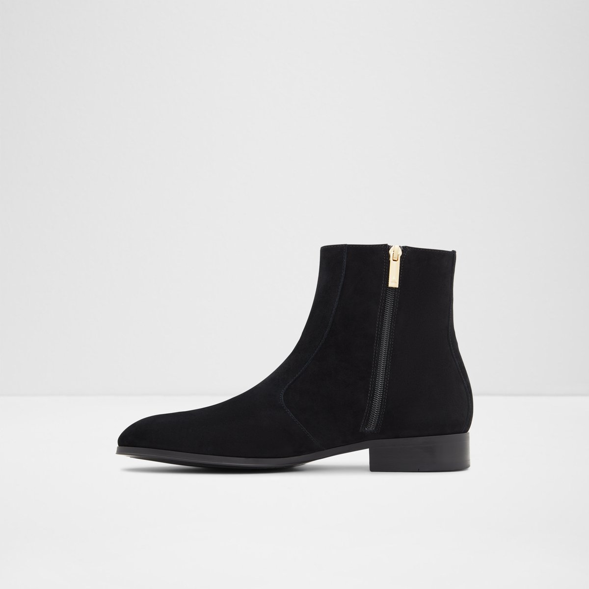 Brahm Black Leather Suede Men Dress boots