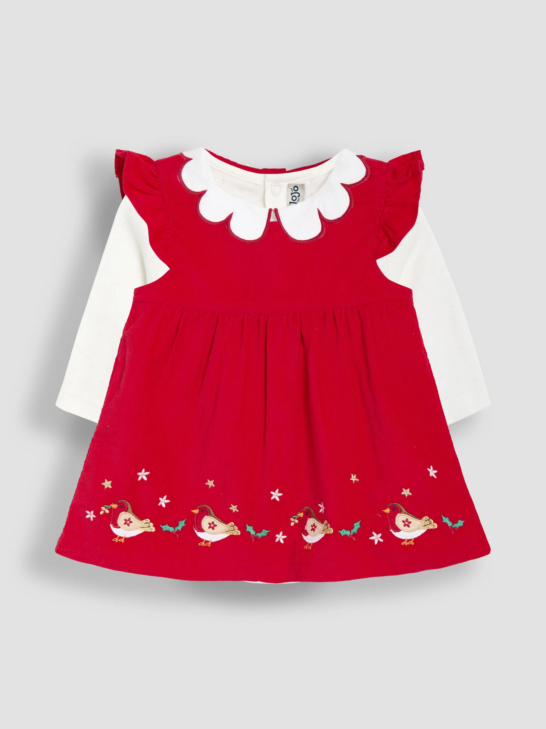 JoJo Maman Bébé Embroidered Cord Baby Dress & Body Set