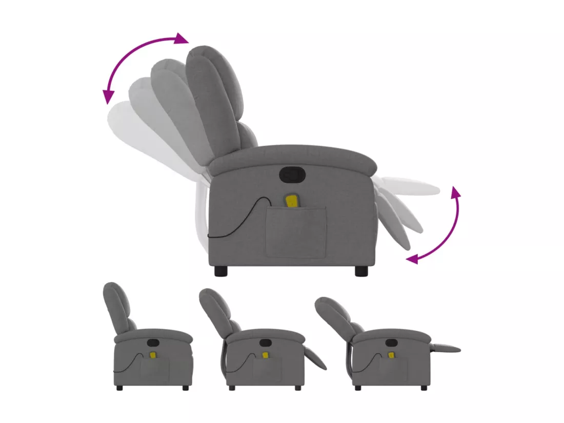 Fauteuil massant inclinable Gris foncé Tissu