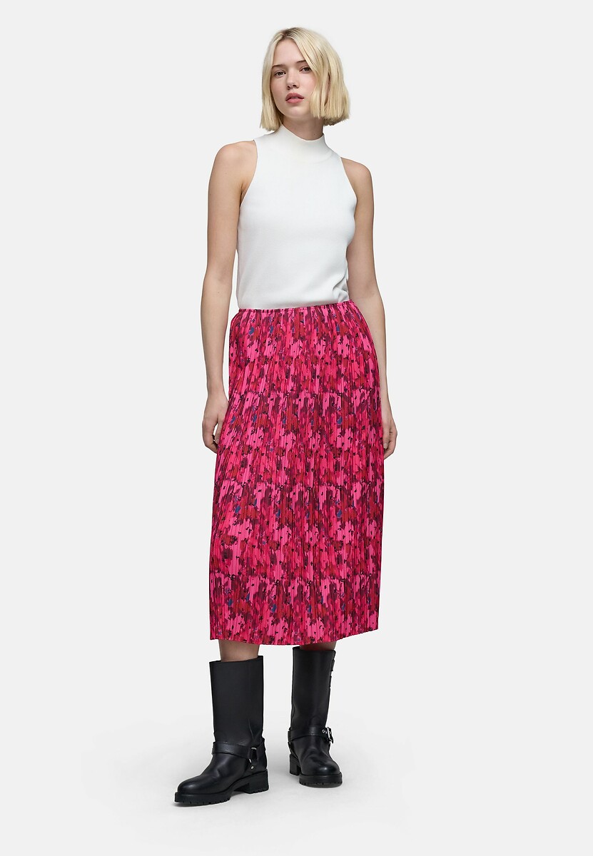 IKKS<br>Saia midi estampada, evasê