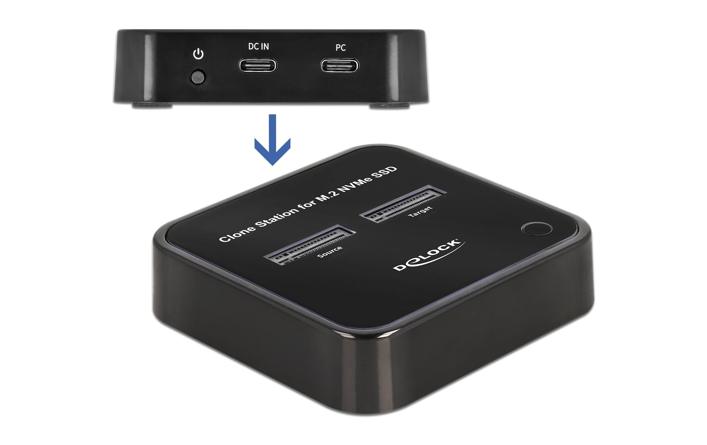 Docking- und Klonstation für 2x M.2 NVMe<br>Delock M.2 Dockingstation für 2 x M.2 NVMe PCIe SSD mit Klon Funktion