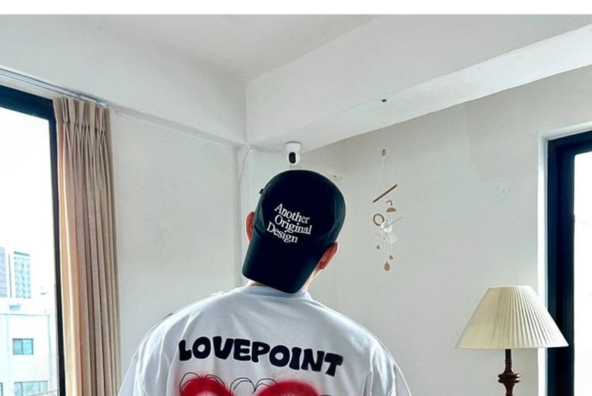 SeoulPop - T-shirt met korte mouwen en hartprint, losvallend